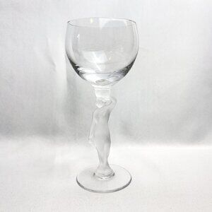 Bayel France Bacchante Frosted Nude Stem Wine Goblet Art Glass Vintage